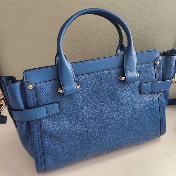 Coach Swagger Pebble Leather Tote In Denim - Picture 7 of 16